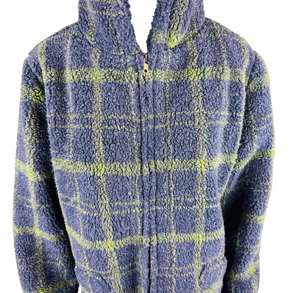 Chadwicks of Boston Womans Sz Medium Plaid Blue Jacket Stretch Lined Teddy - Picture 4 of 8